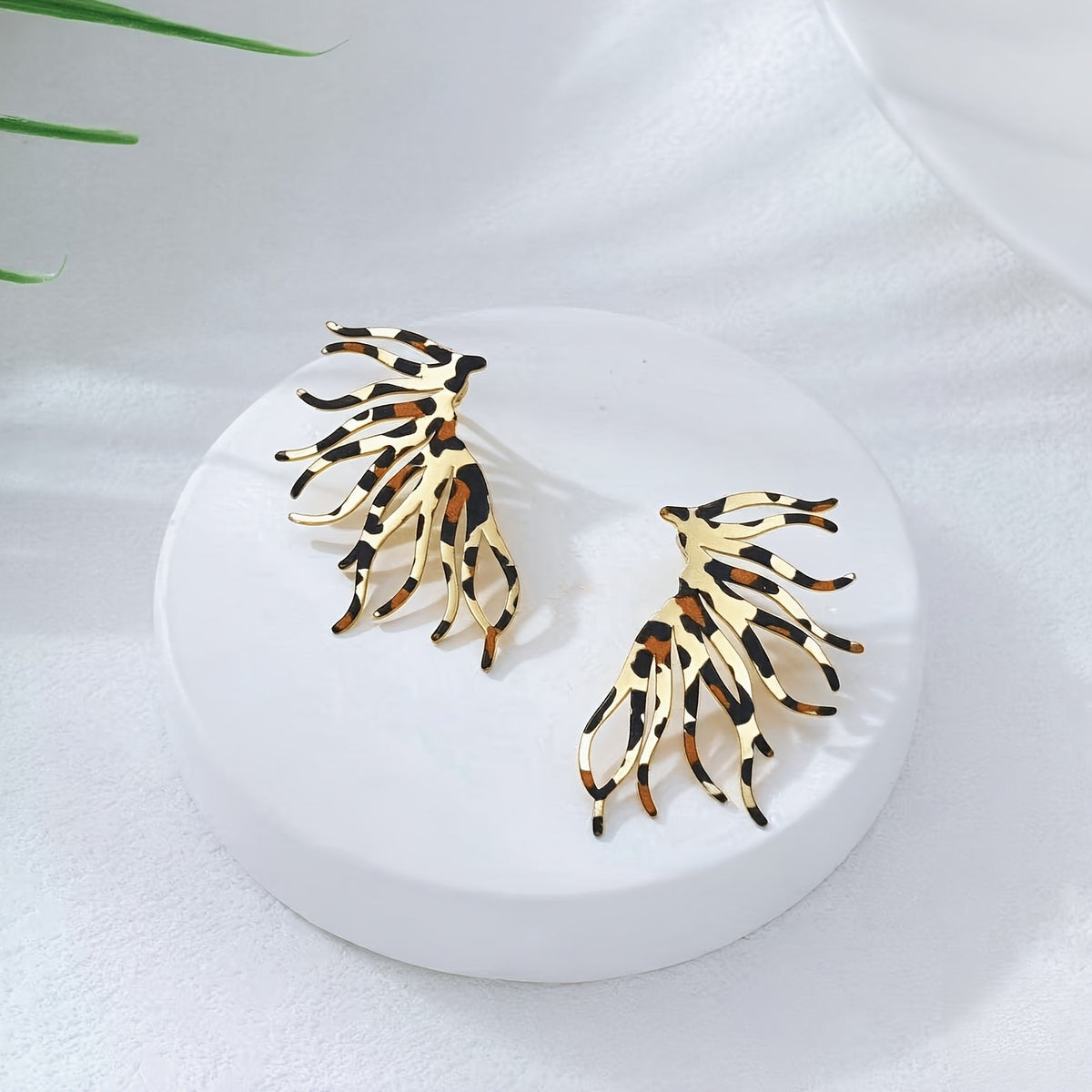 Leopard Fringe Drop Earrings