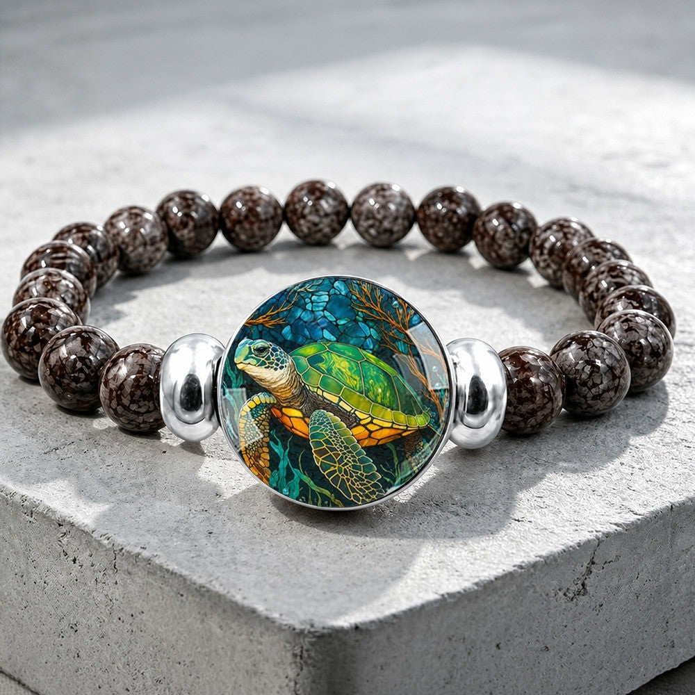 Sea Turtle Glass Centerpiece Bracelet