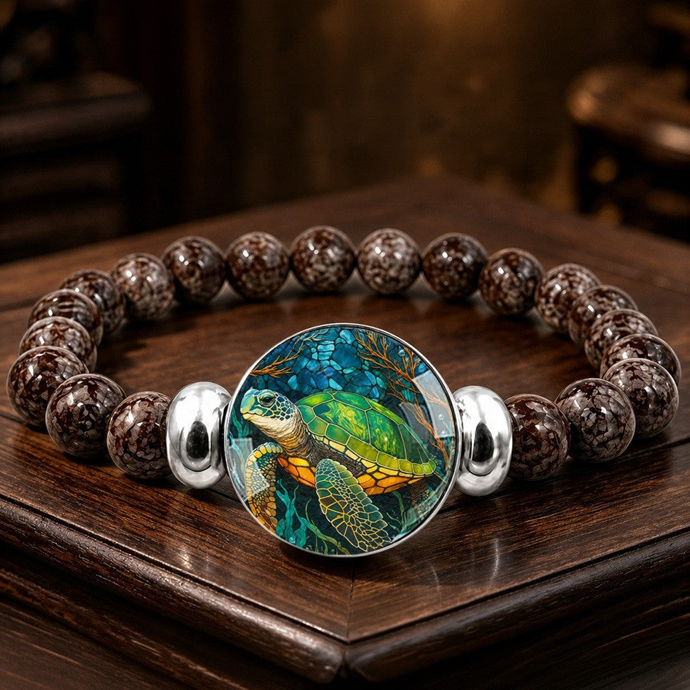 Sea Turtle Glass Centerpiece Bracelet