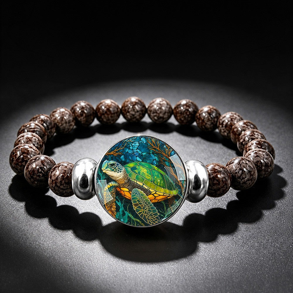 Sea Turtle Glass Centerpiece Bracelet