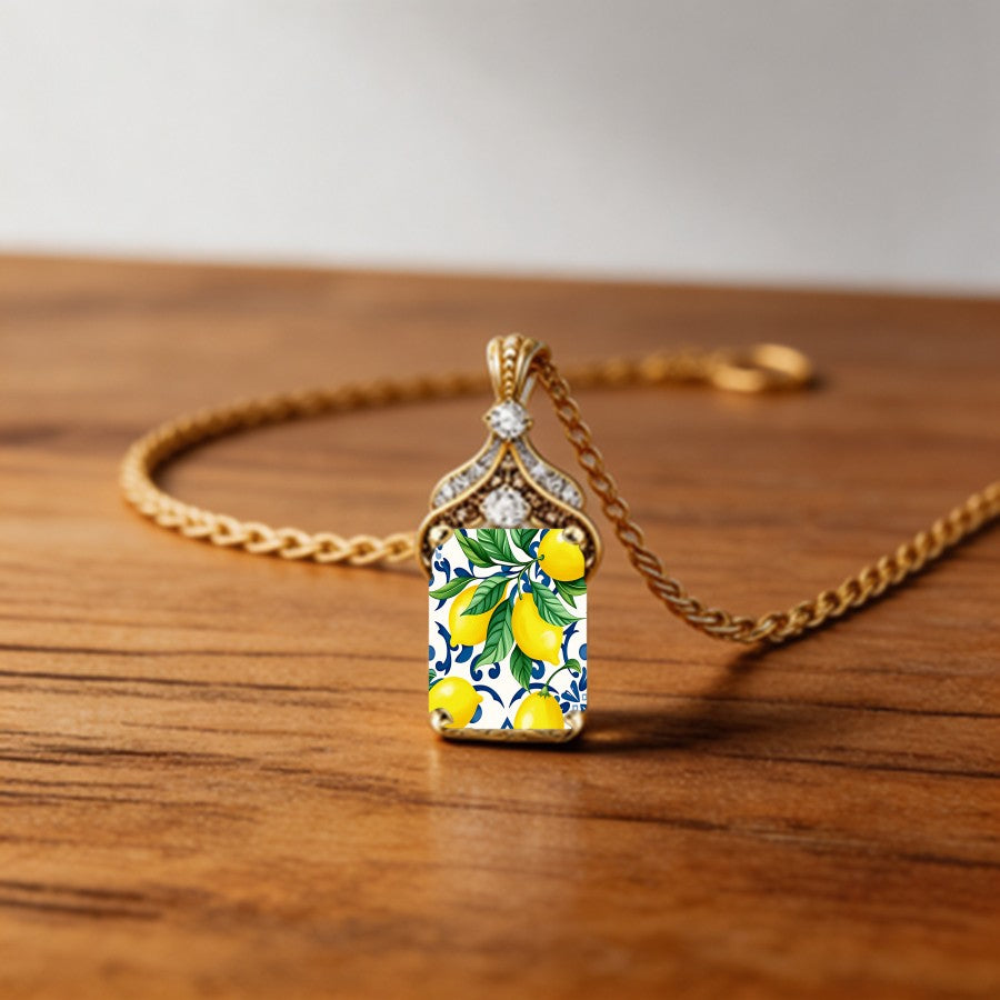 Lemon Mosaic Pendant Necklace