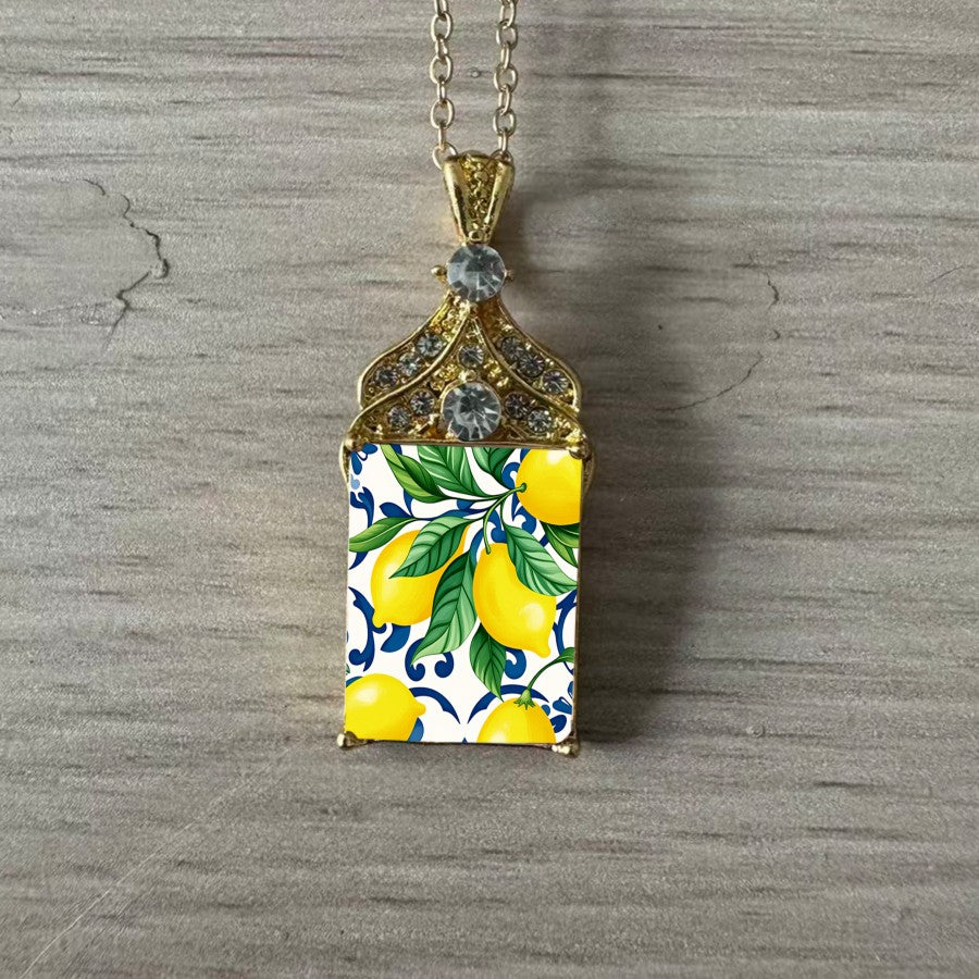 Lemon Mosaic Pendant Necklace