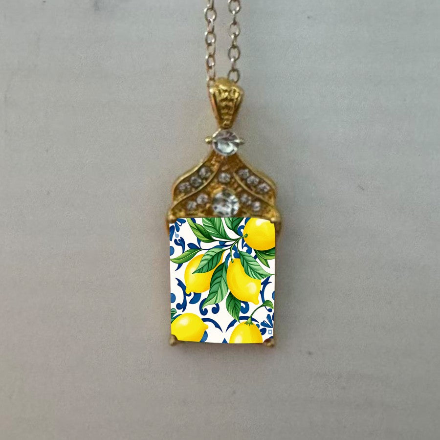 Lemon Mosaic Pendant Necklace