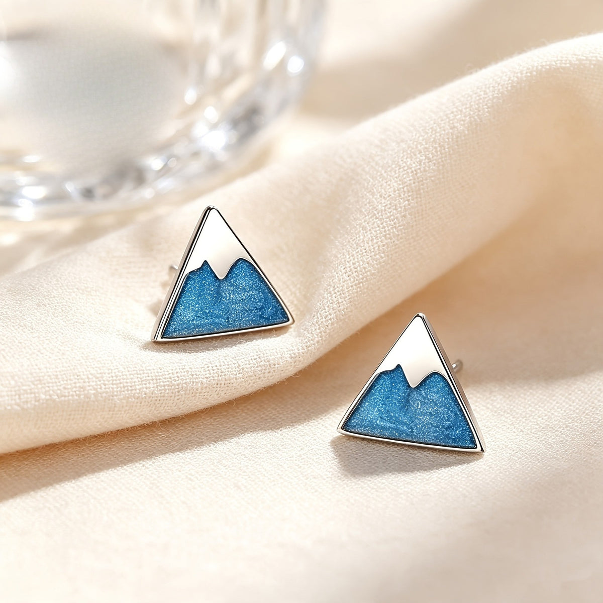 Blue Mountain Triangle Stud Earrings