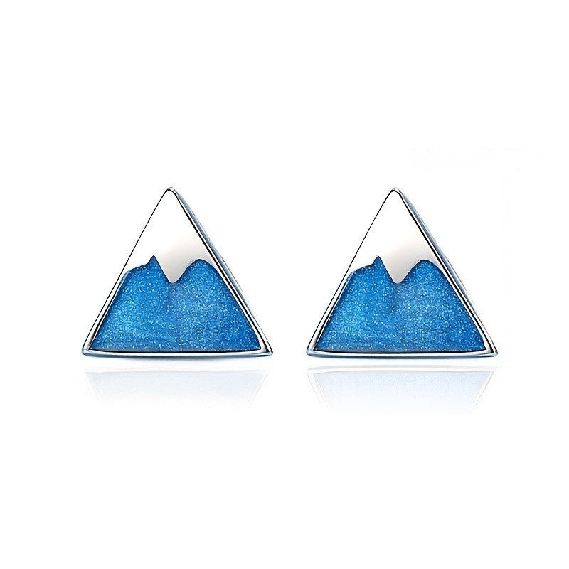 Blue Mountain Triangle Stud Earrings