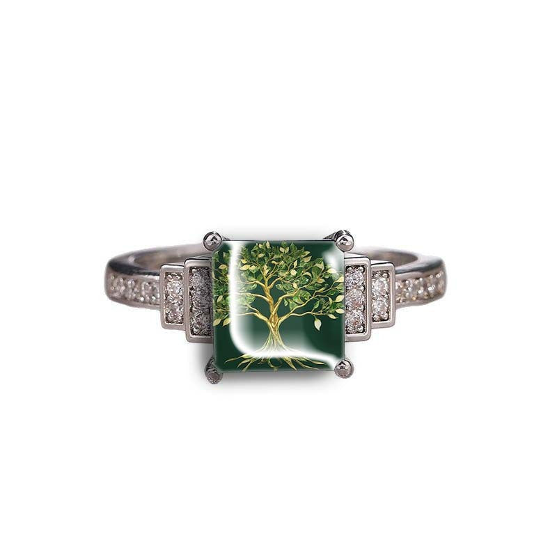 Green Tree of Life Square Ring