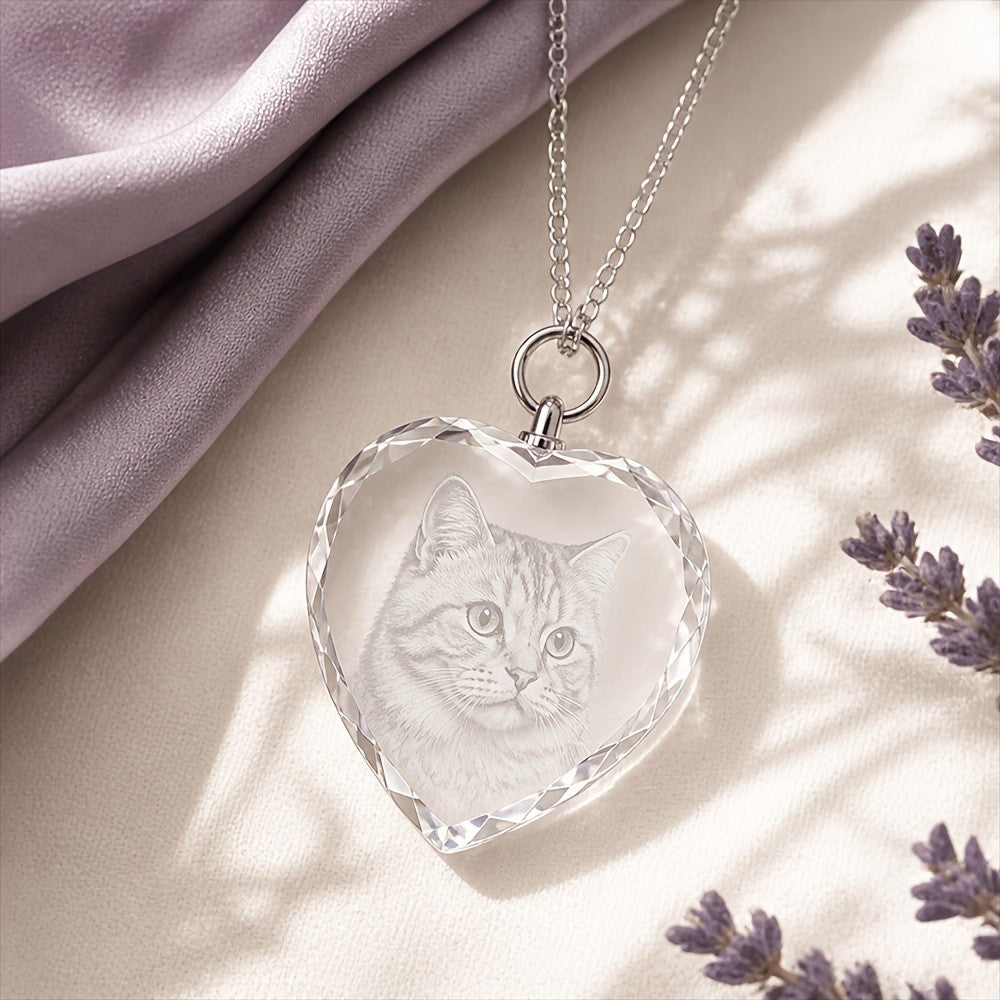 Custom Cat Photo Heart Necklace