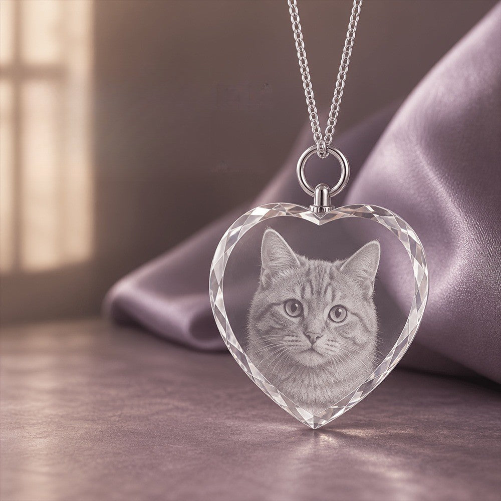 Custom Cat Photo Heart Necklace