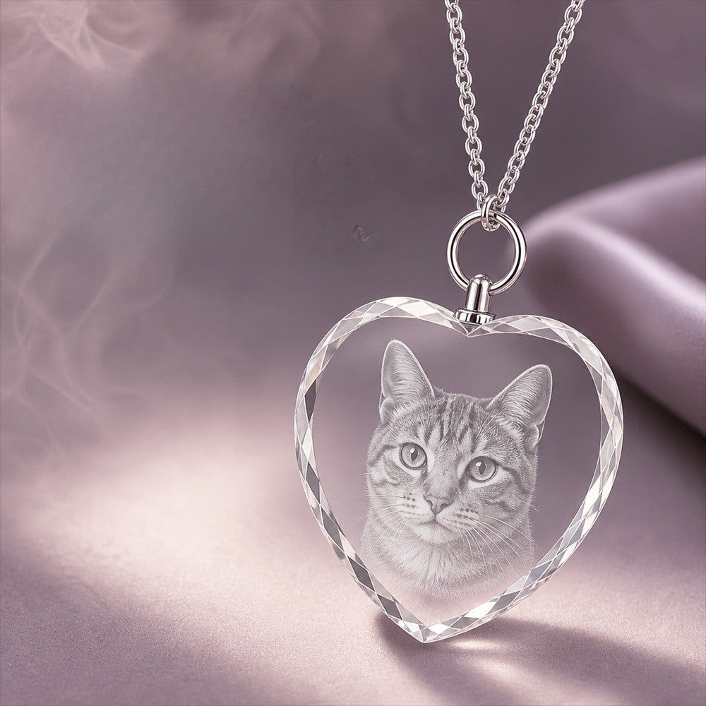 Custom Cat Photo Heart Necklace