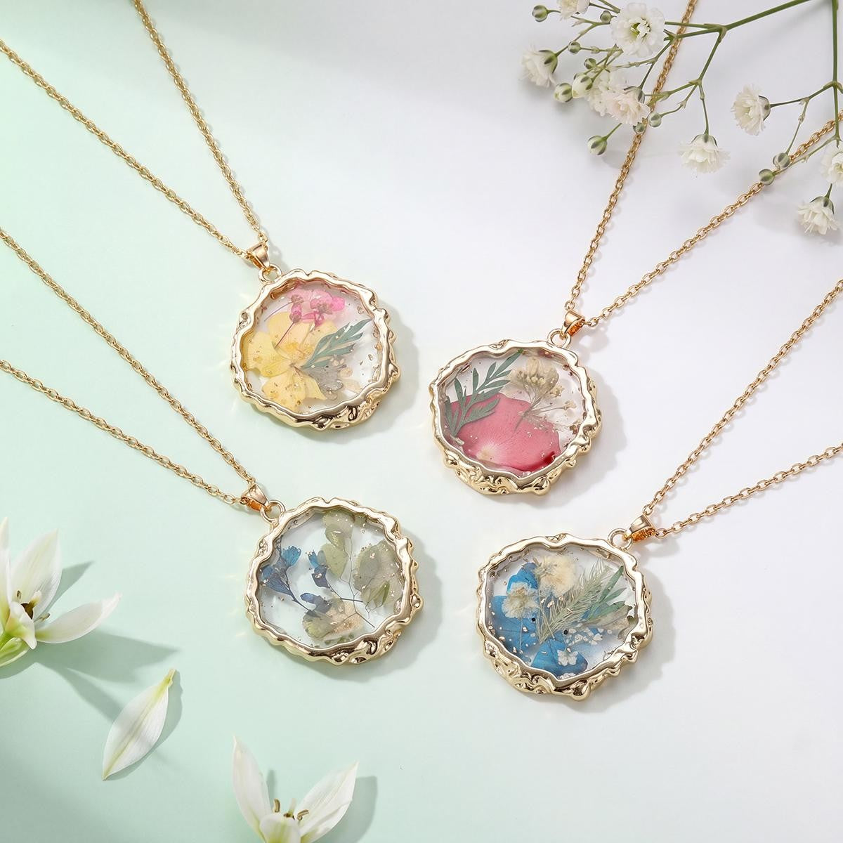 Pressed Flower Resin Necklace