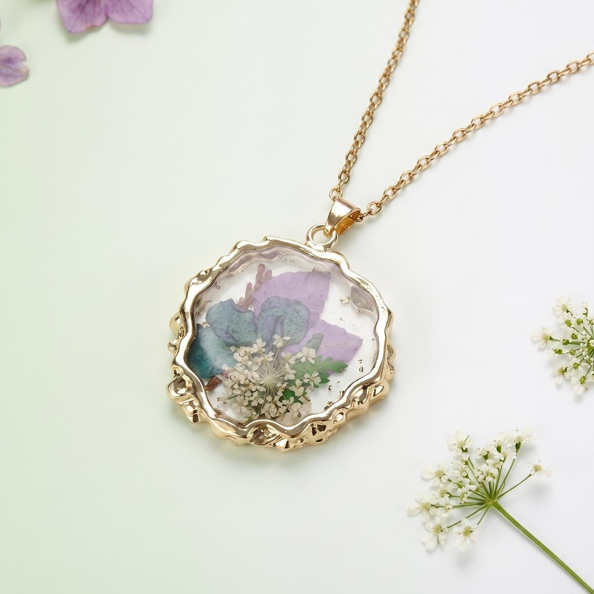 Pressed Flower Resin Necklace