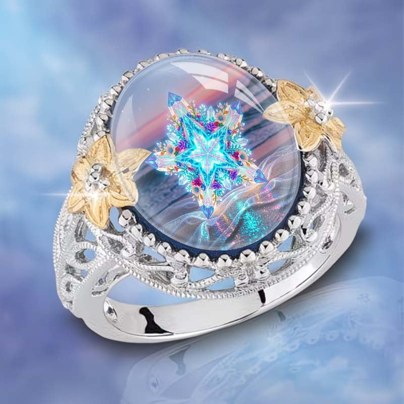 Iridescent Snowflake Dome Ring