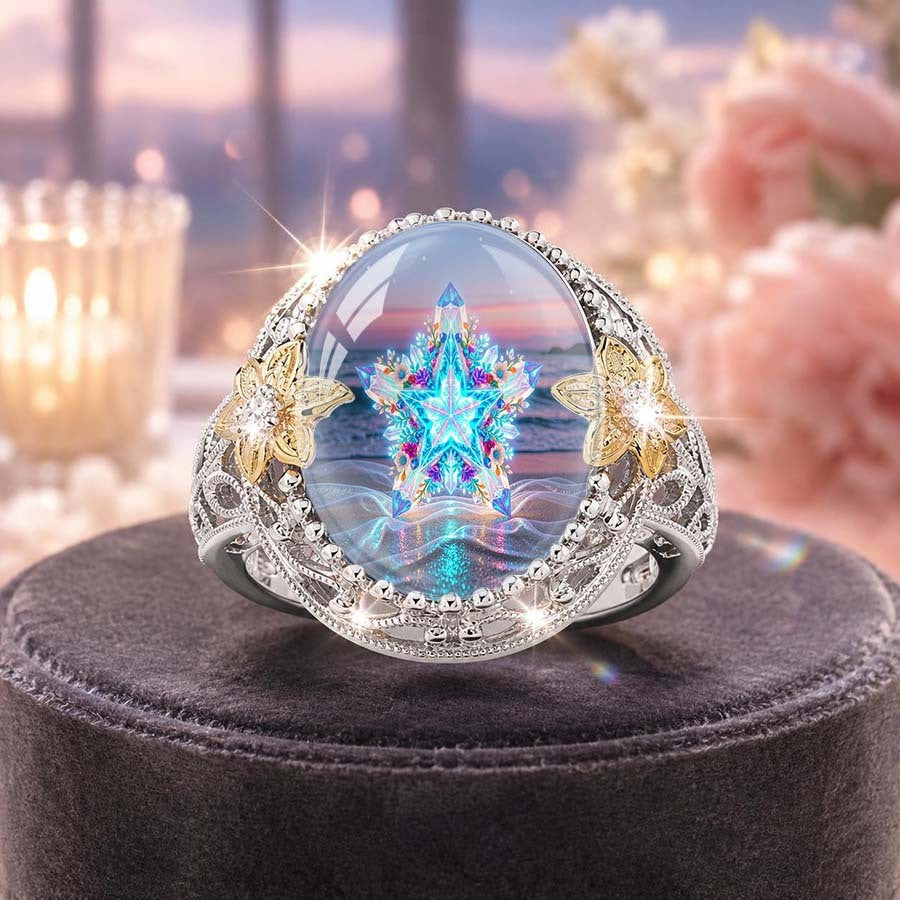 Iridescent Snowflake Dome Ring