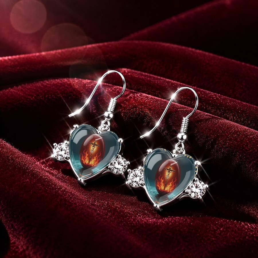 Sacred Heart Glass Drop Earrings