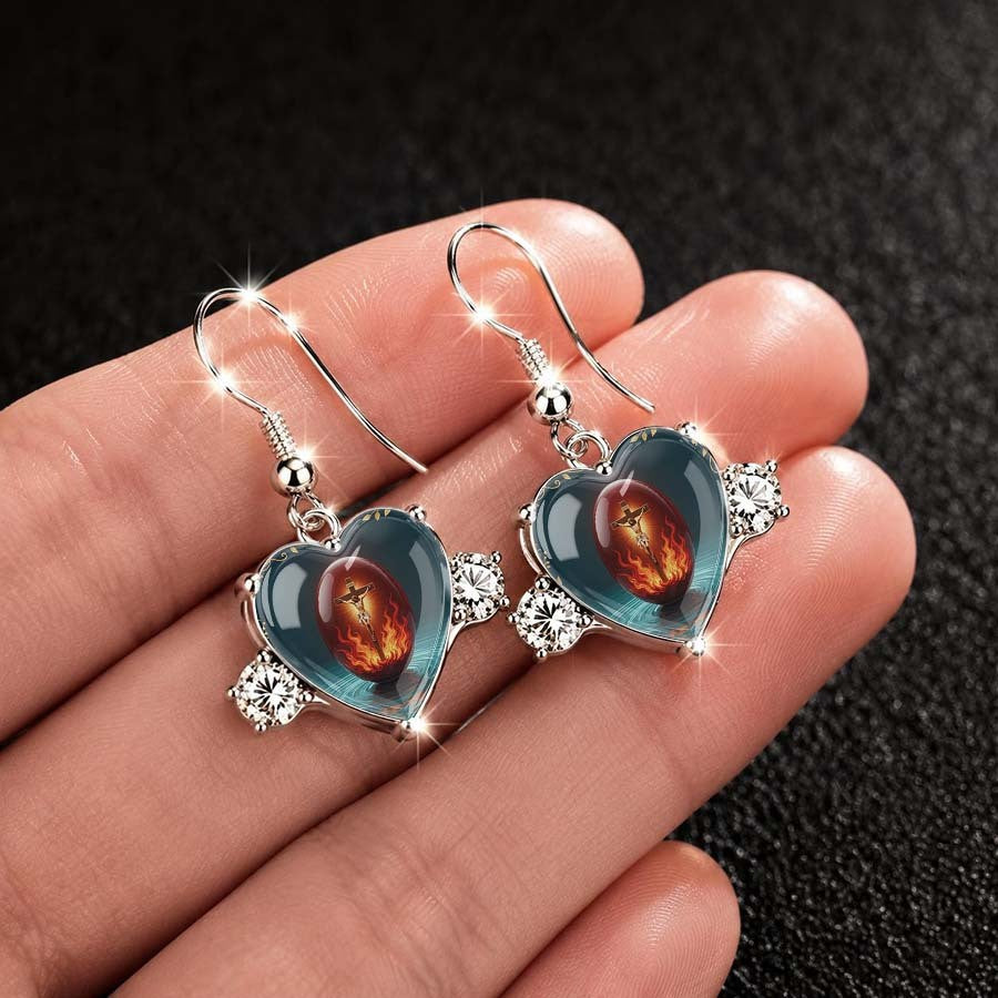 Sacred Heart Glass Drop Earrings