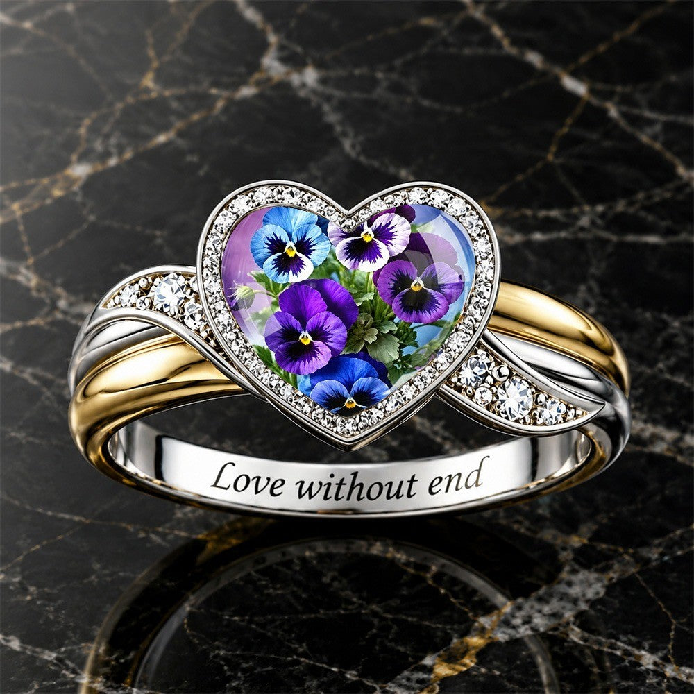 Pansy Heart Inlay Ring