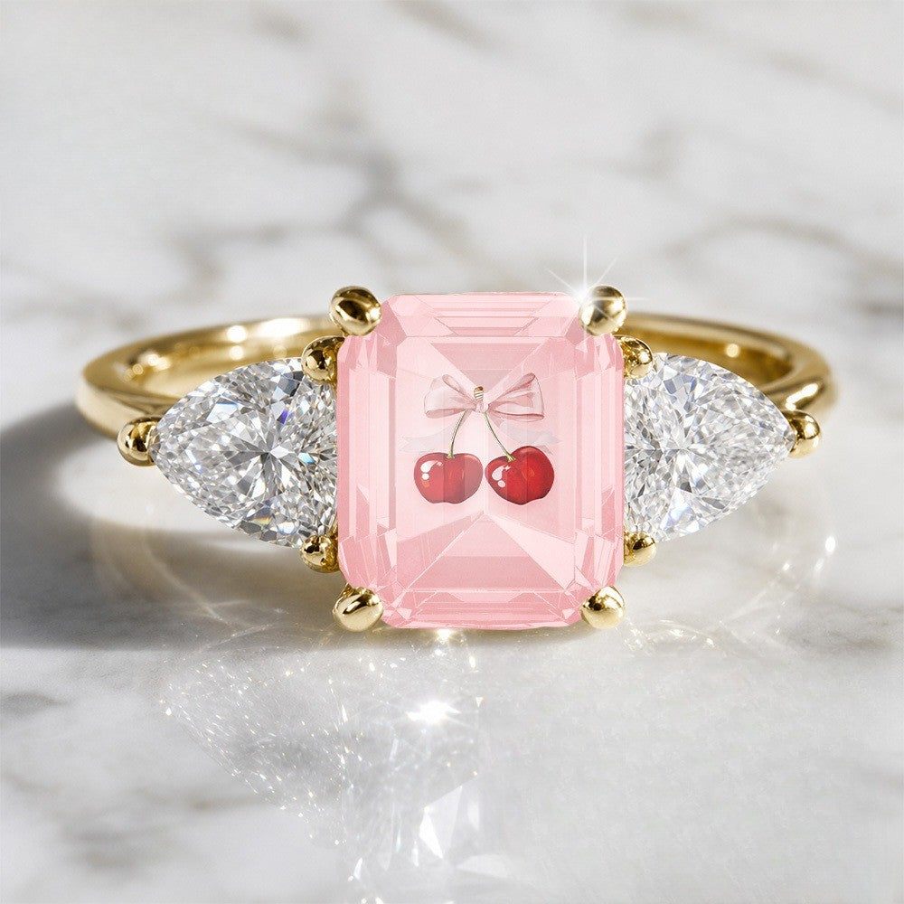 Pink Cherry Bow Ring