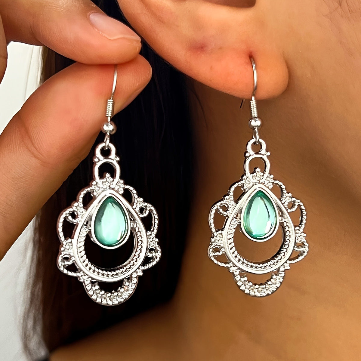 Ornate Filigree Teardrop Earrings