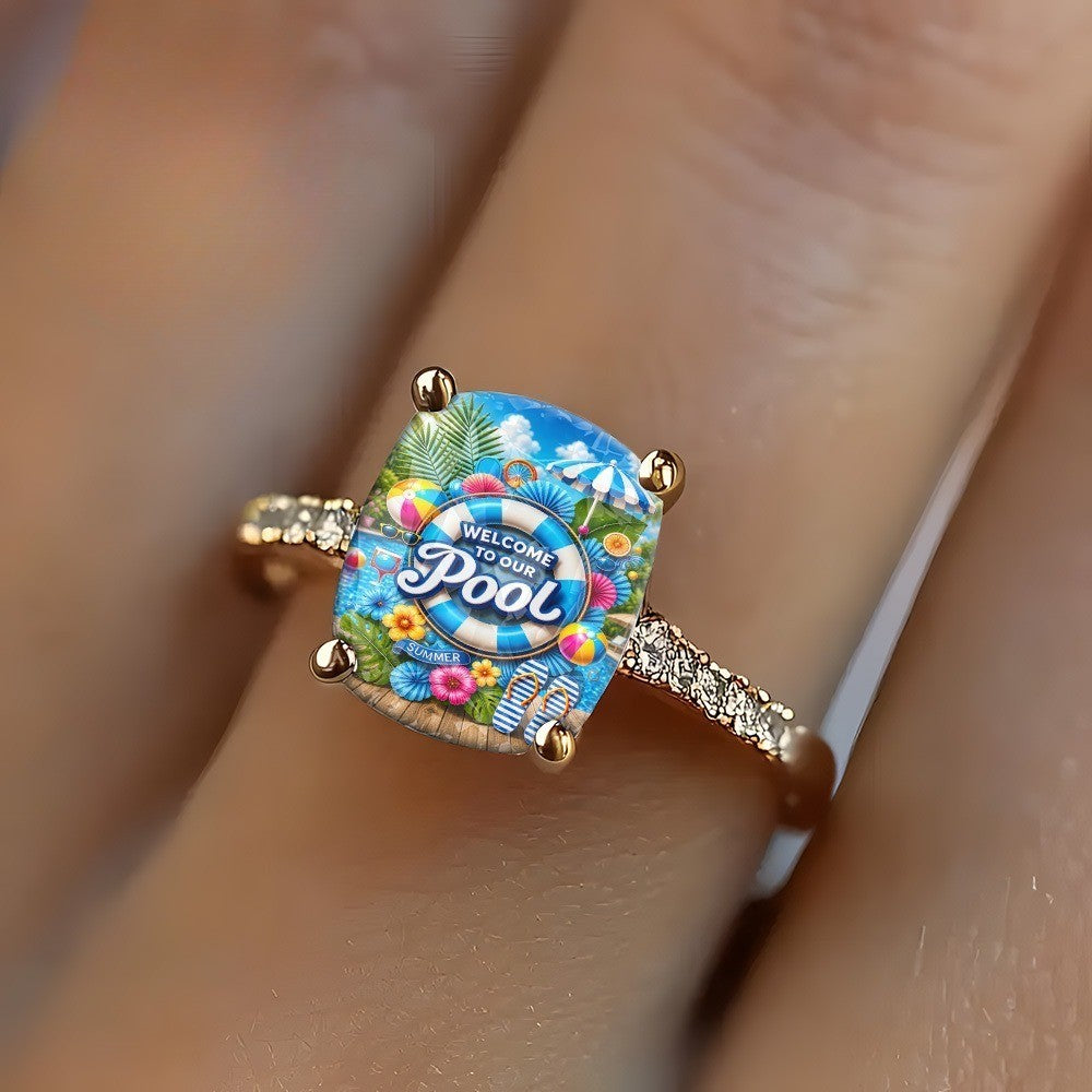 Summer Pool Party Square Ring