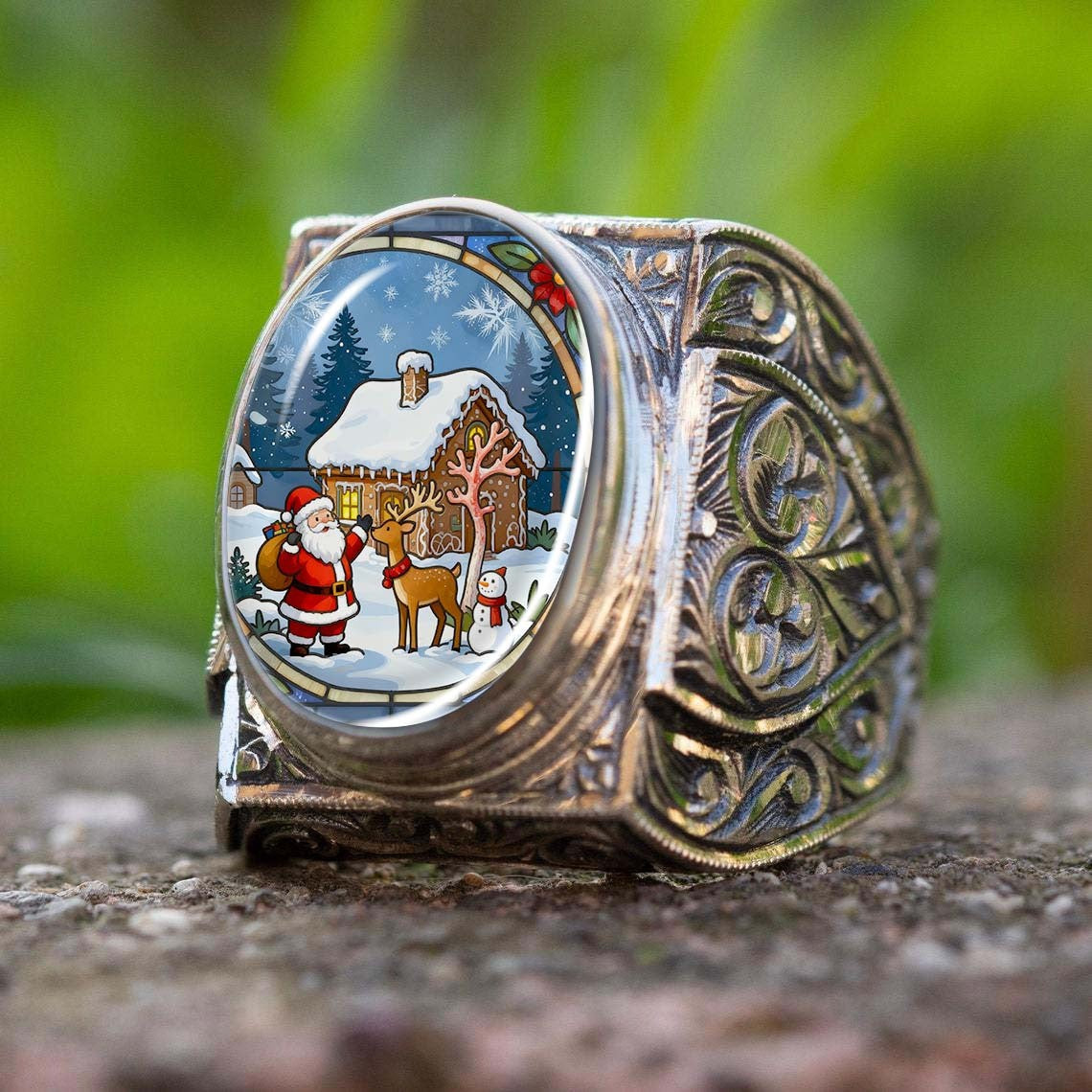 Winter Scene Cameo Ring