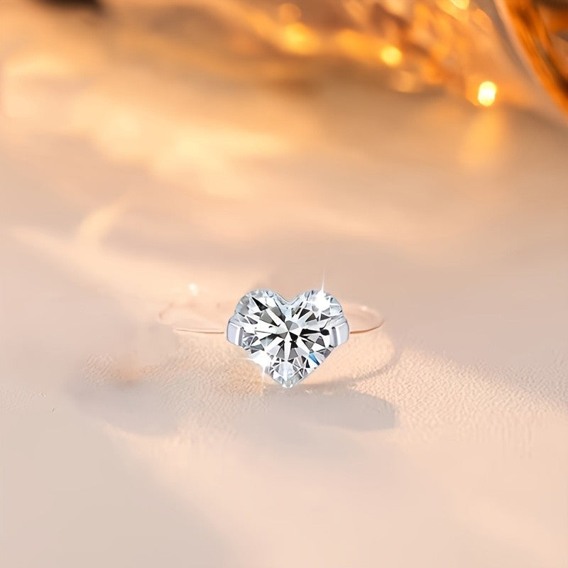 Sparkling Heart Solitaire Ring