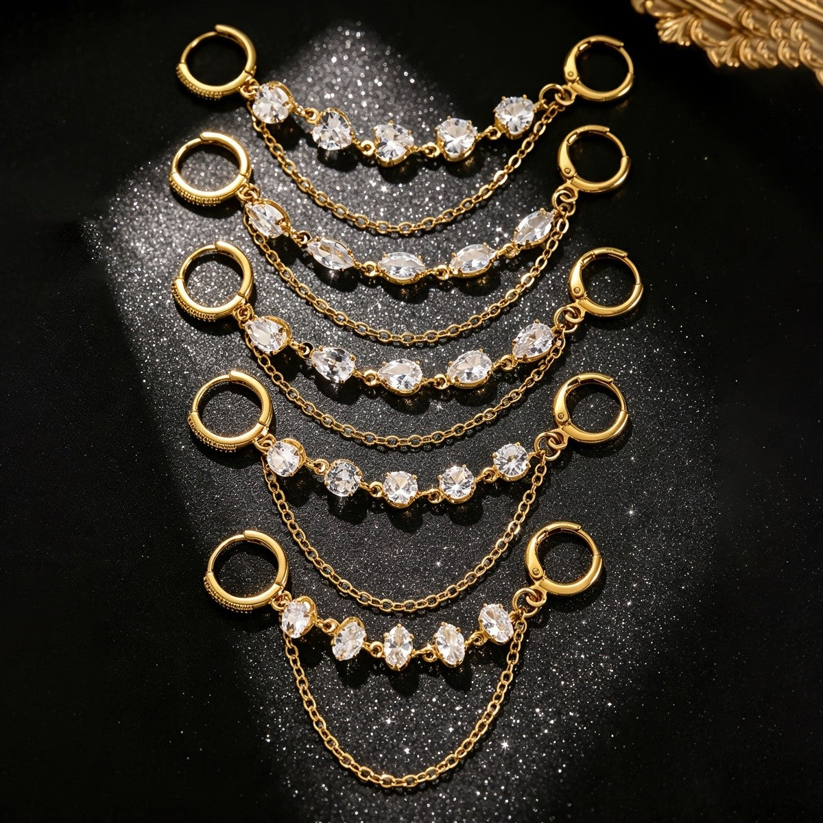 Crystal Hoop Chain Drop Earrings