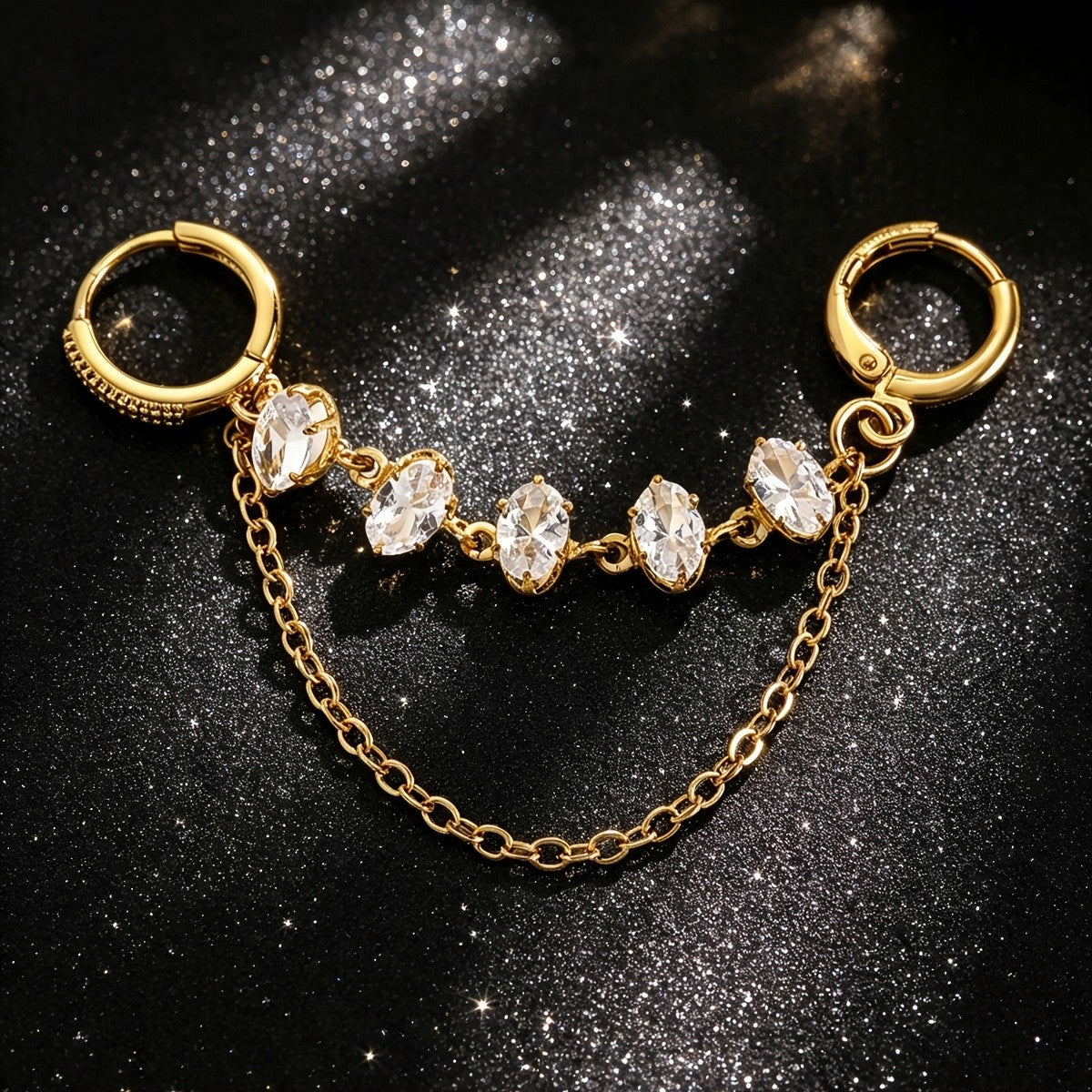 Crystal Hoop Chain Drop Earrings