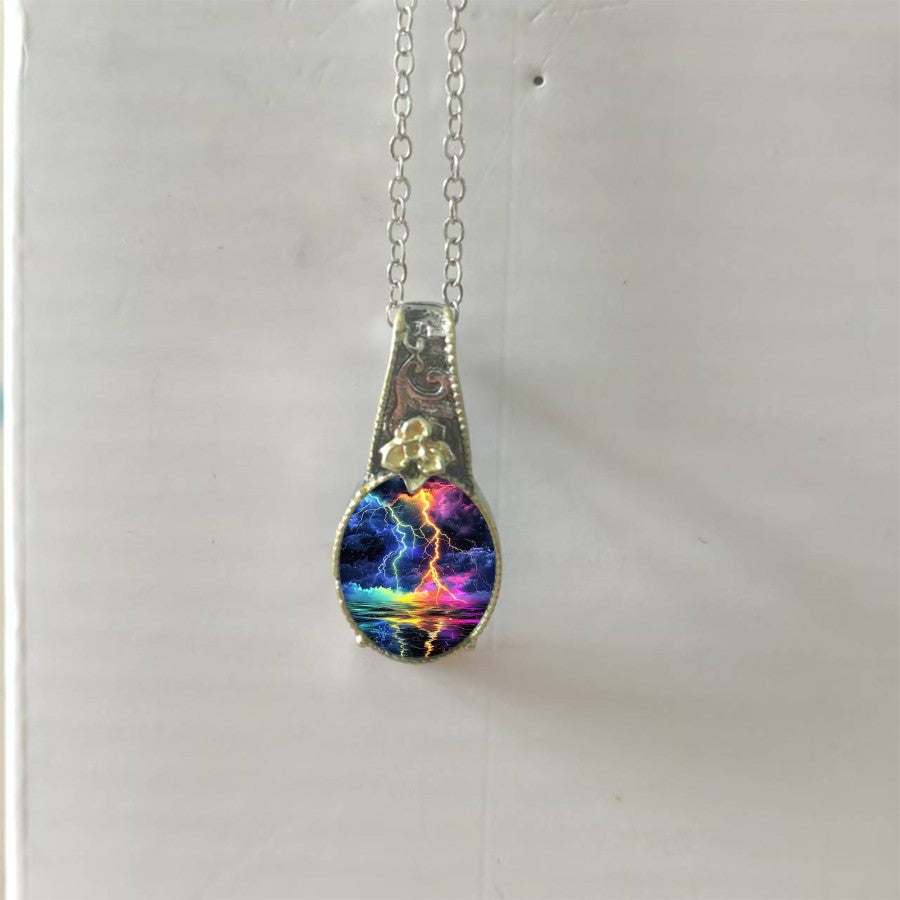 Colorful Lightning Storm Pendant Necklace