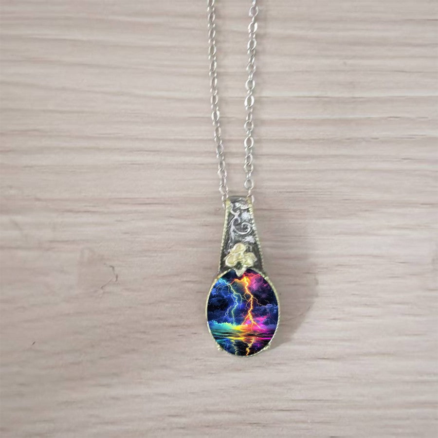 Colorful Lightning Storm Pendant Necklace