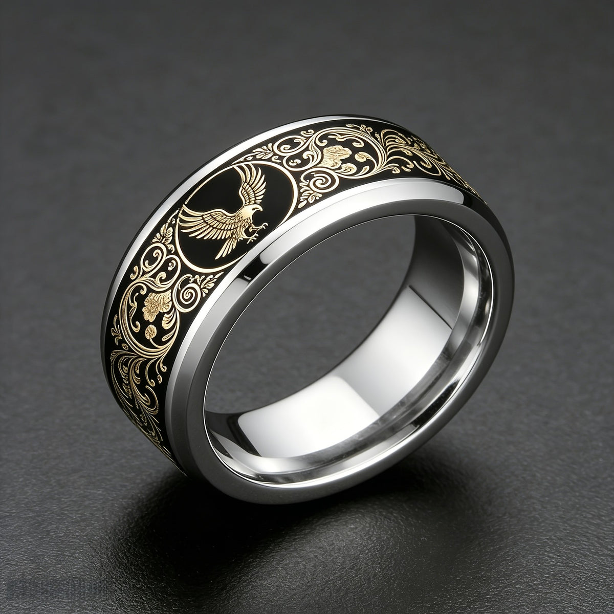 Eagle & Floral Scroll Ring