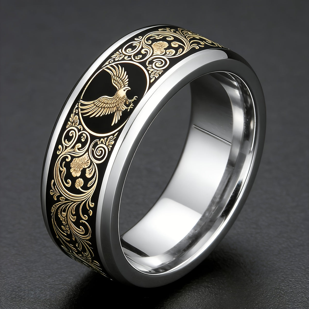 Eagle & Floral Scroll Ring