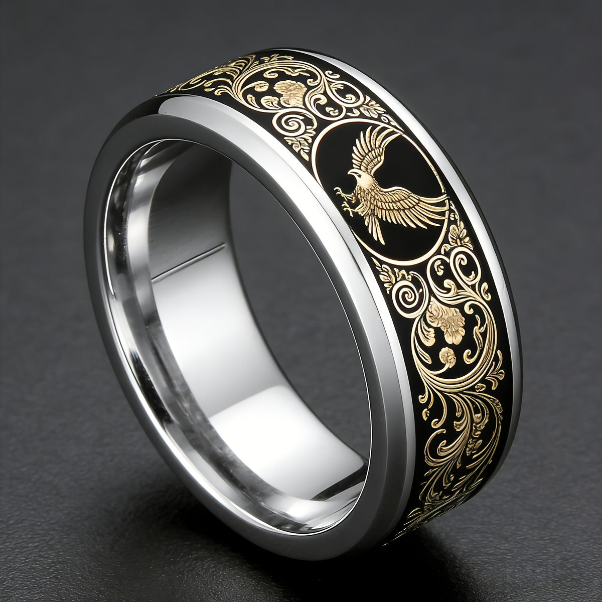 Eagle & Floral Scroll Ring