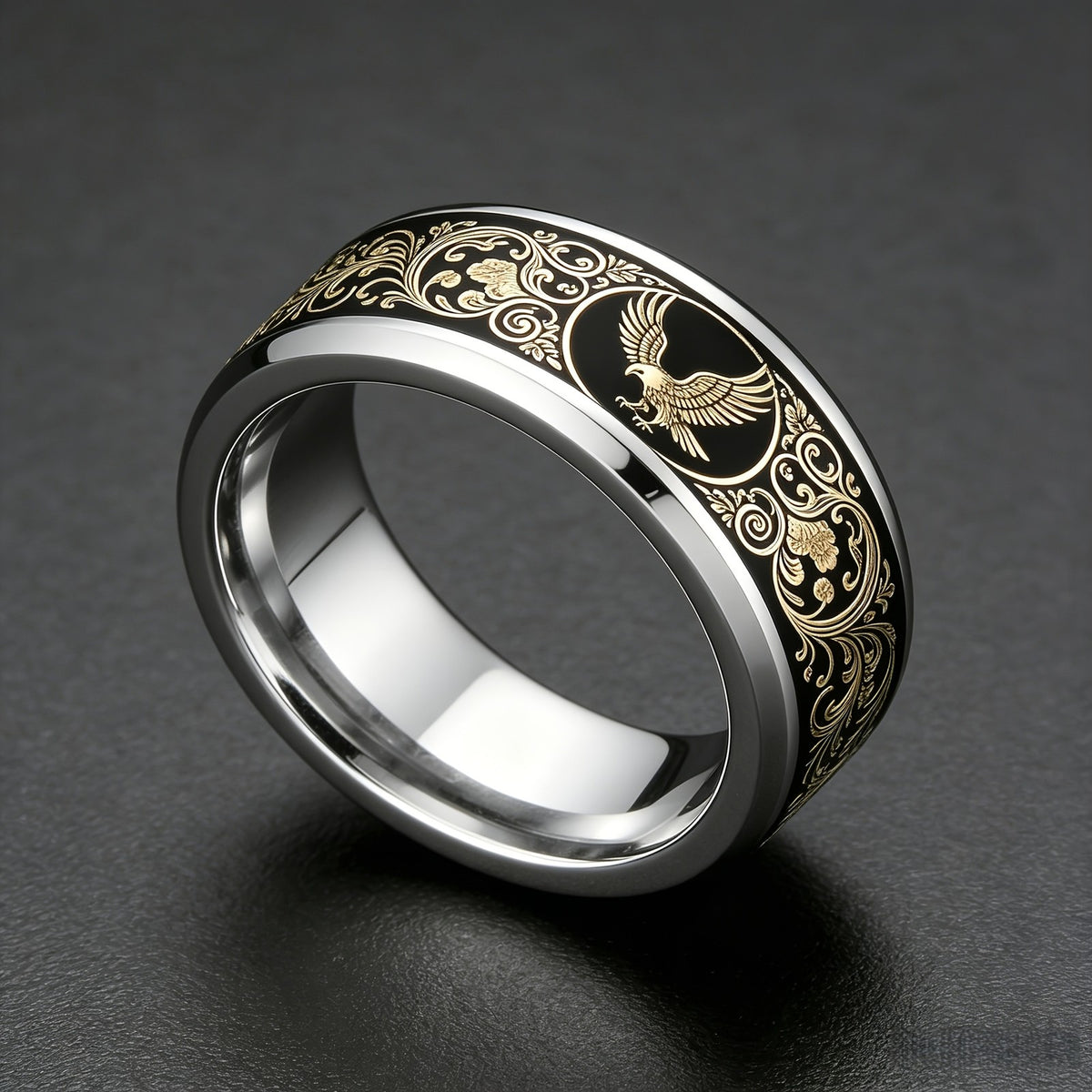 Eagle & Floral Scroll Ring
