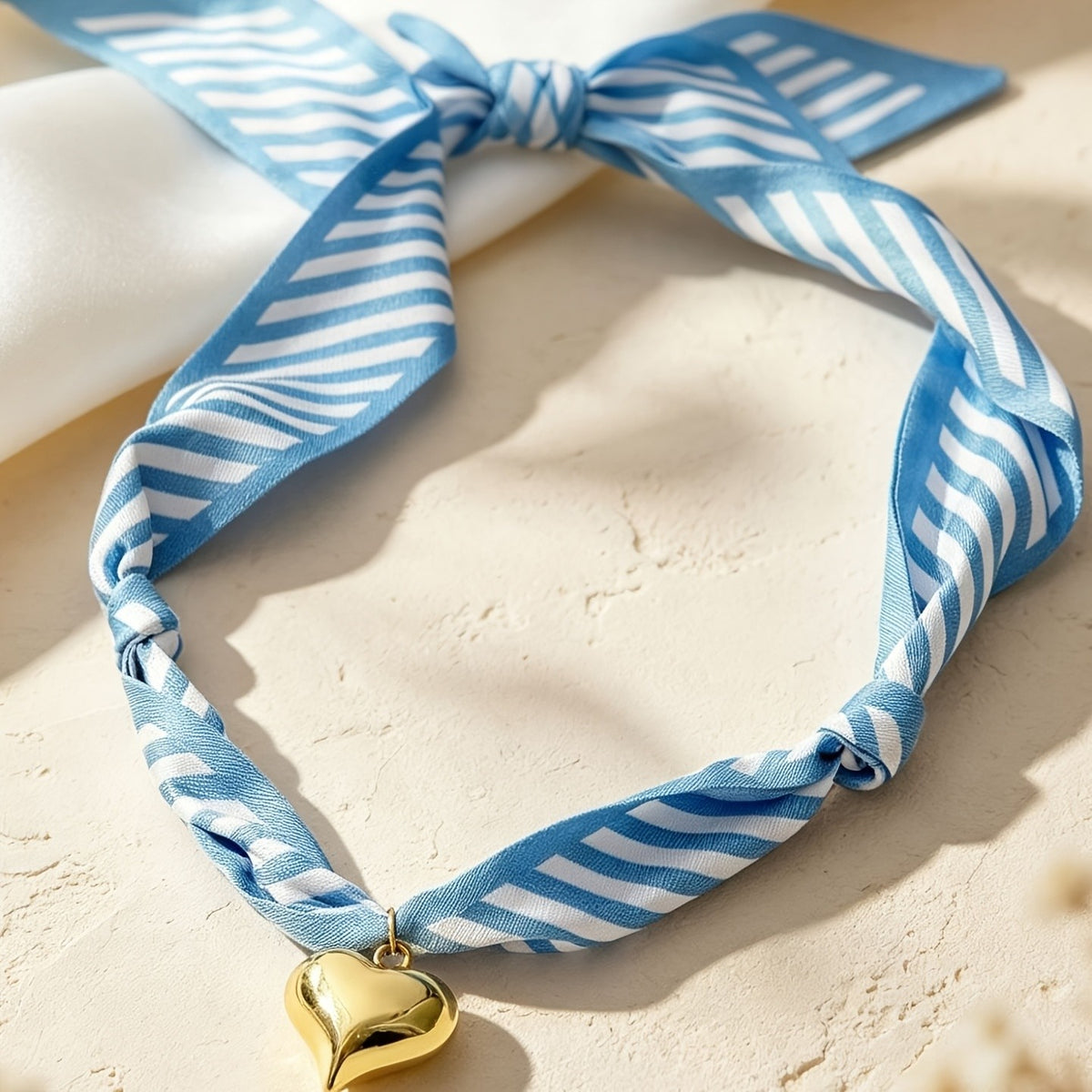 Striped Fabric Heart Necklace