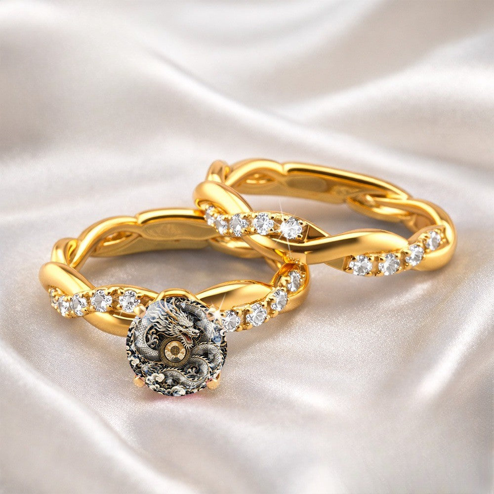 Dragon & Crystal Twisted Ring