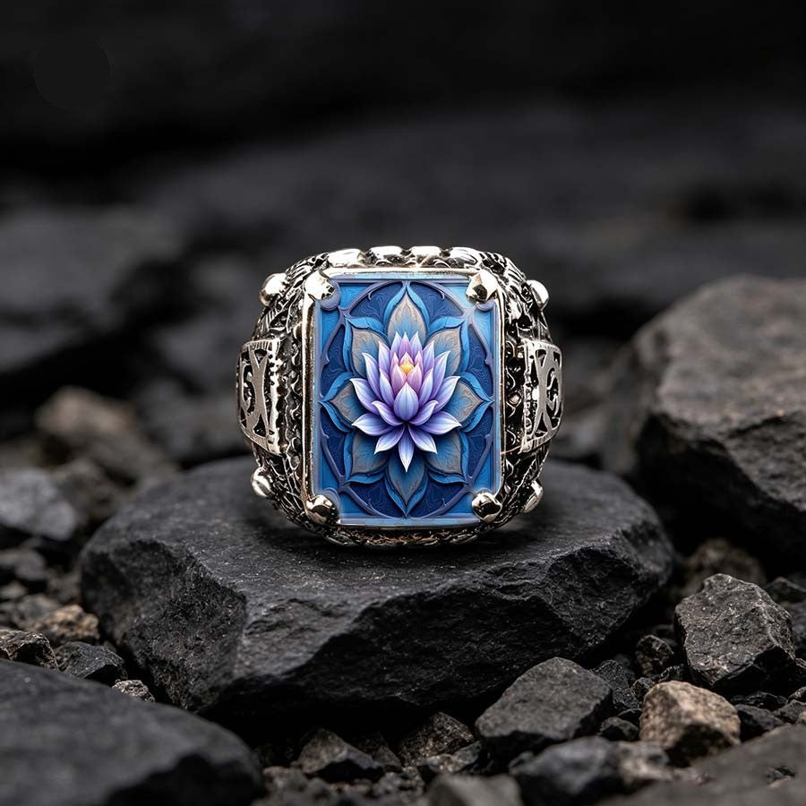 Blue Lotus Square Ring