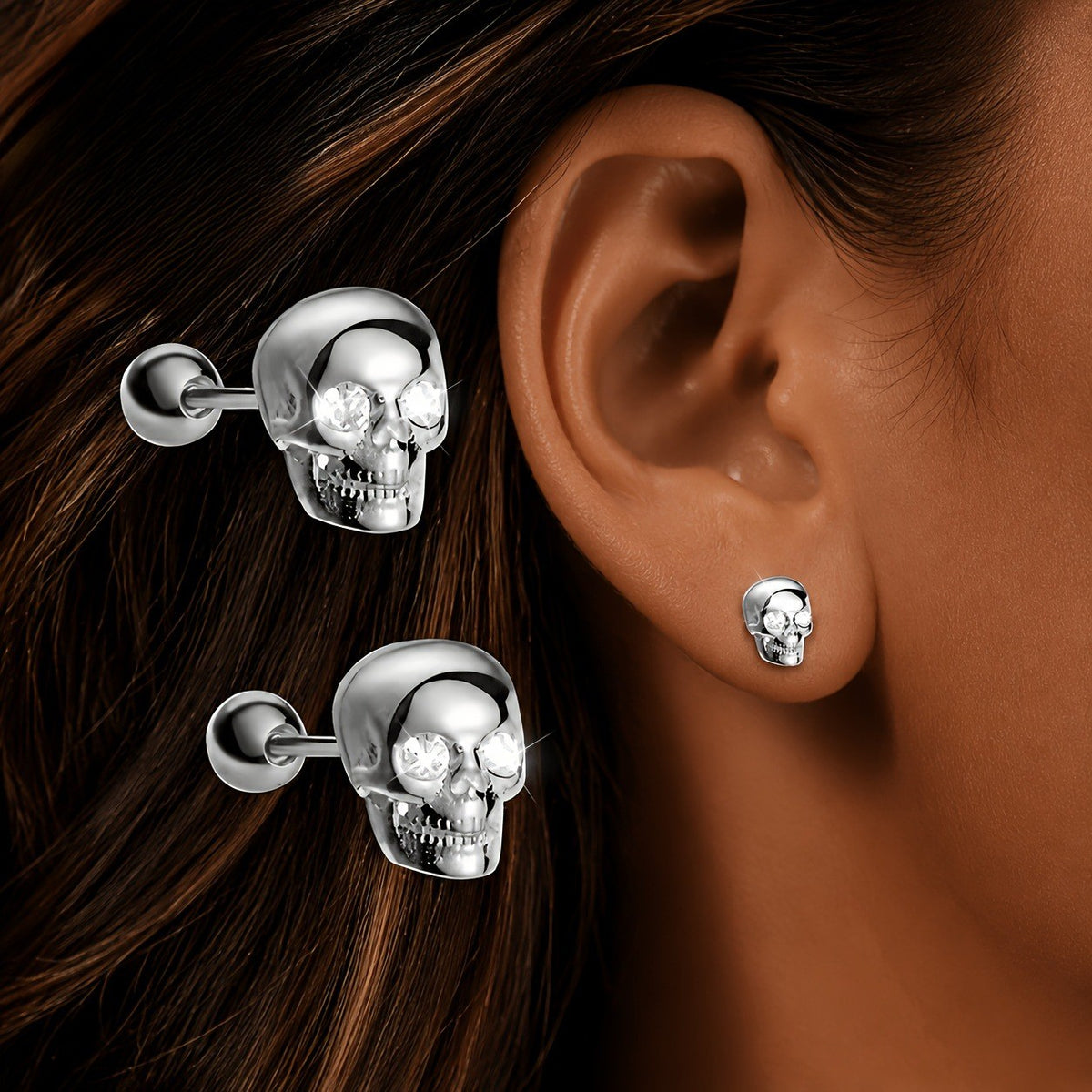 Crystal Skull Stud Earrings