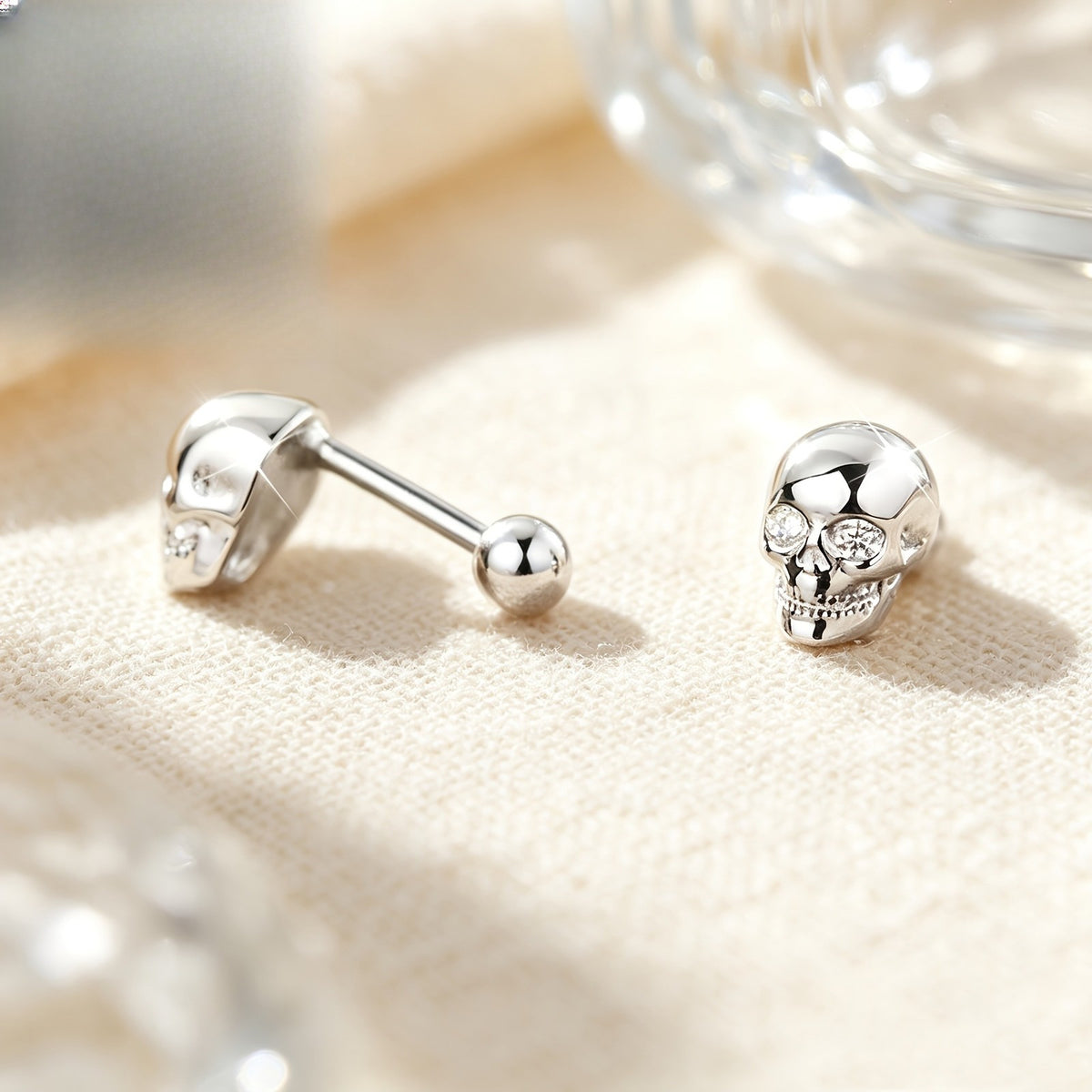 Crystal Skull Stud Earrings