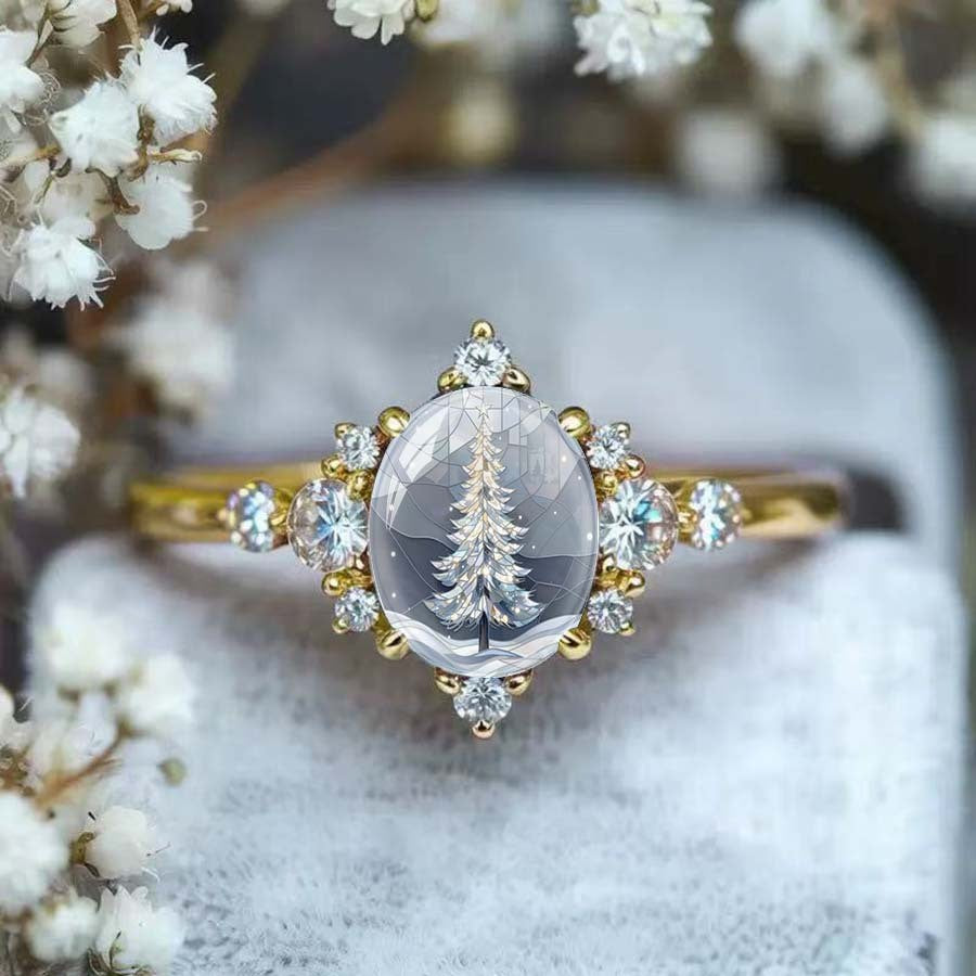 Winter Tree Oval Ring