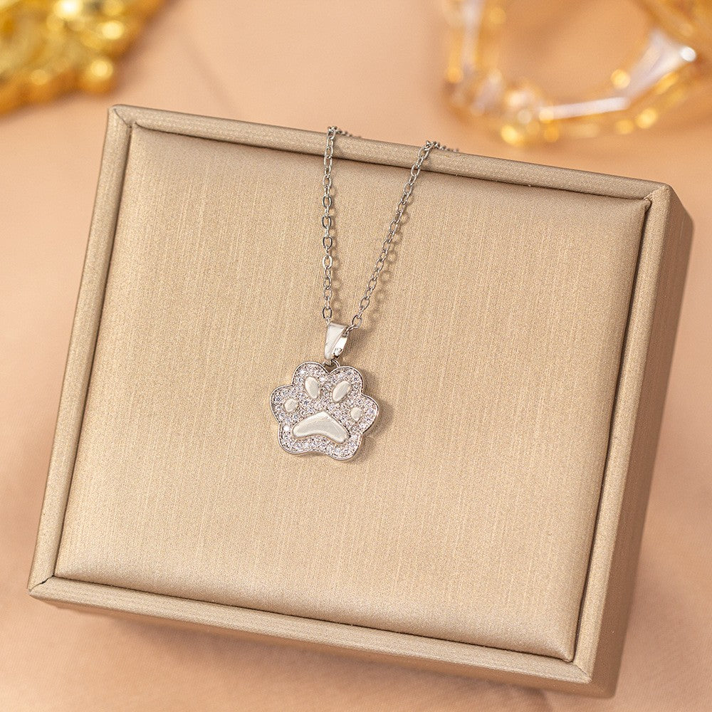 Zircon Paw Print Necklace