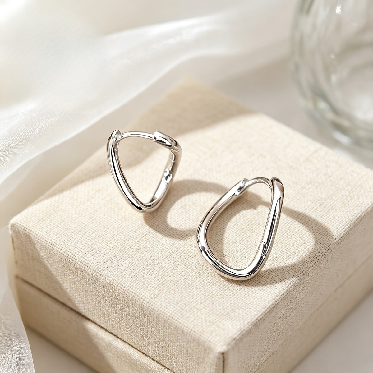 Curved Triangle Hoop Earrings