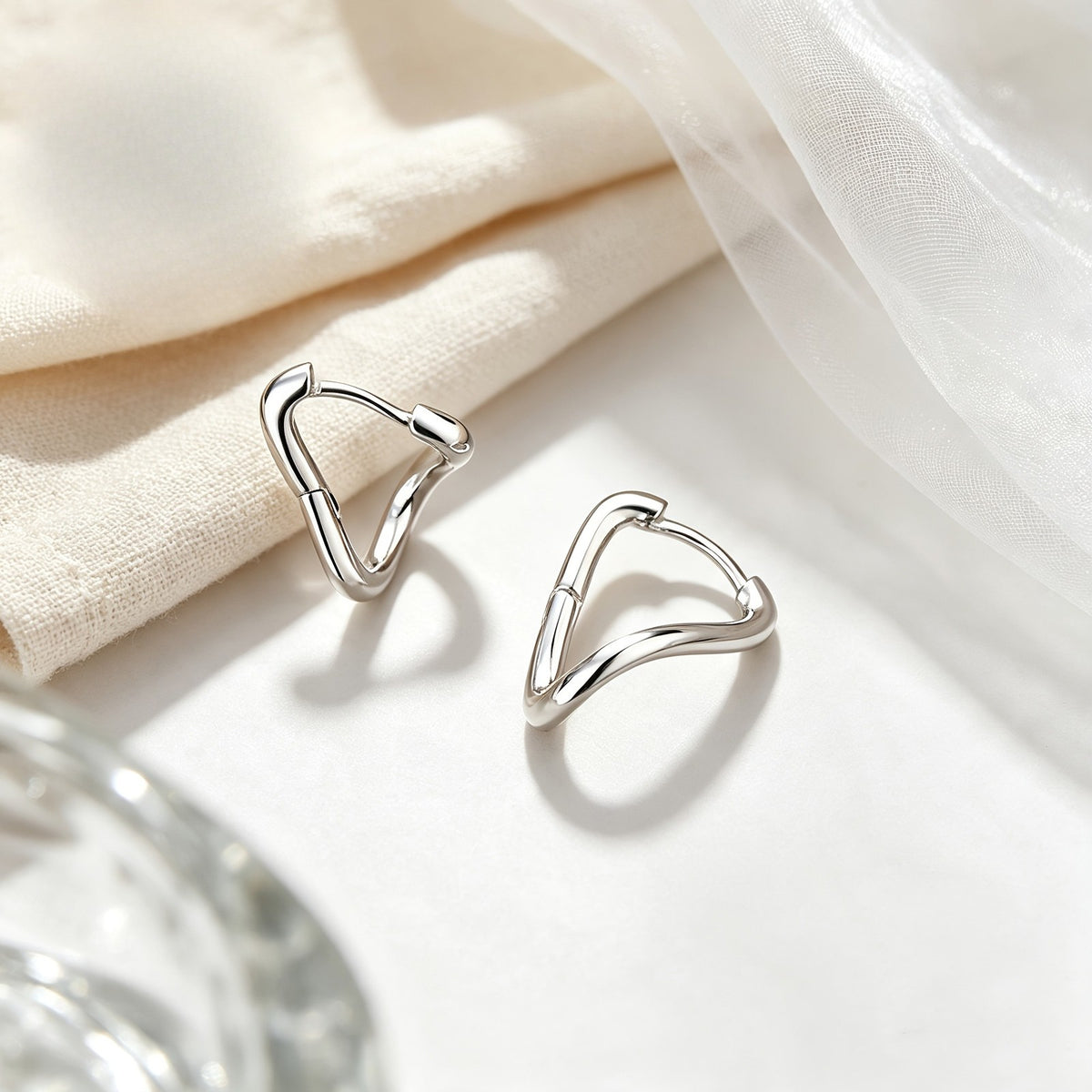 Curved Triangle Hoop Earrings
