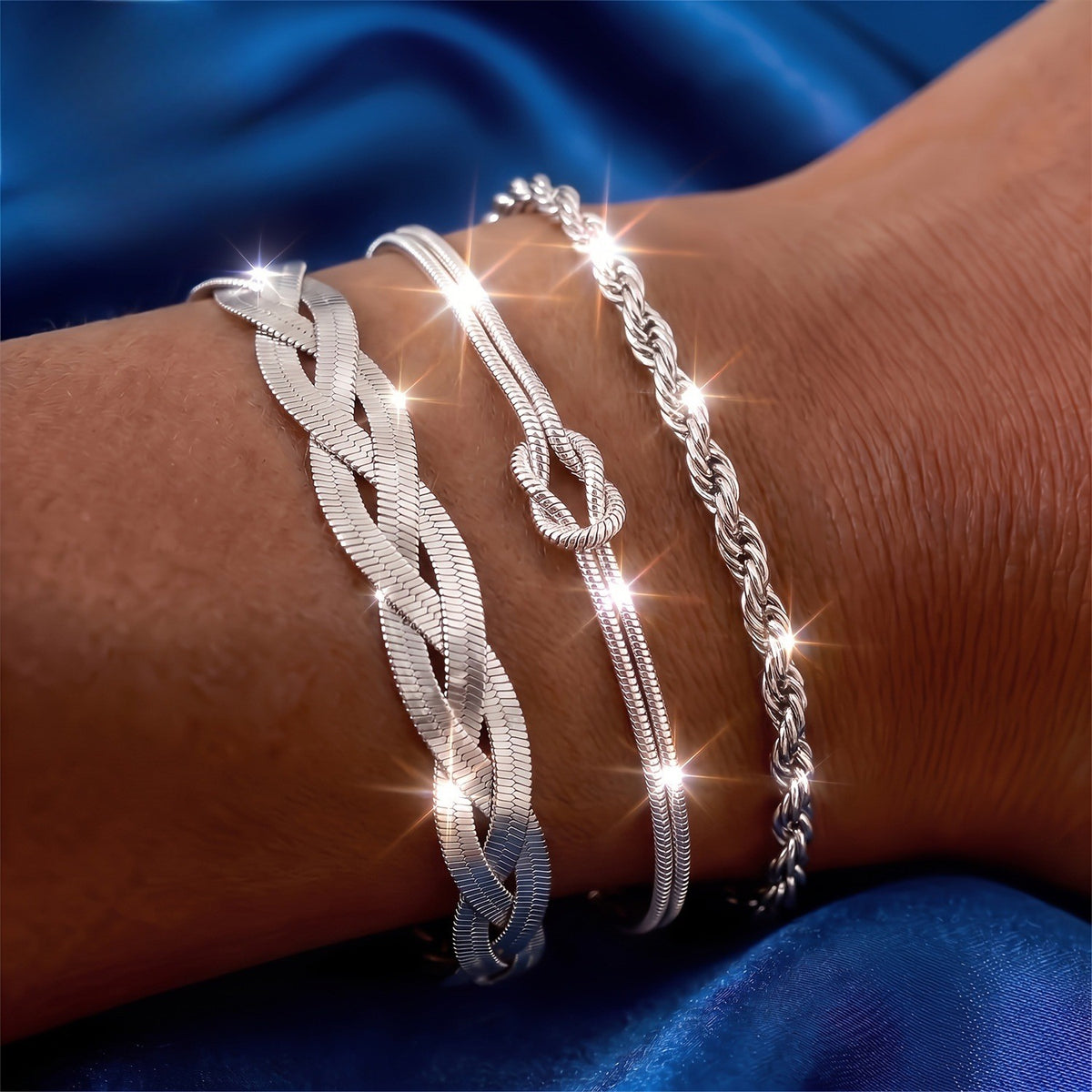 Woven & Knot Chain Bracelet Set