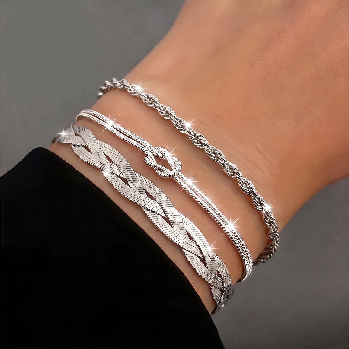 Woven & Knot Chain Bracelet Set