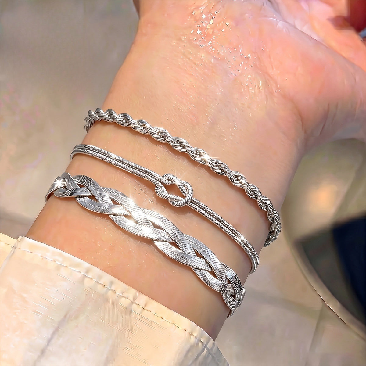 Woven & Knot Chain Bracelet Set