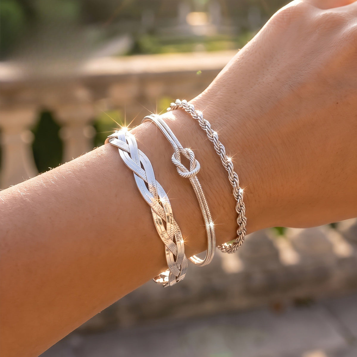 Woven & Knot Chain Bracelet Set