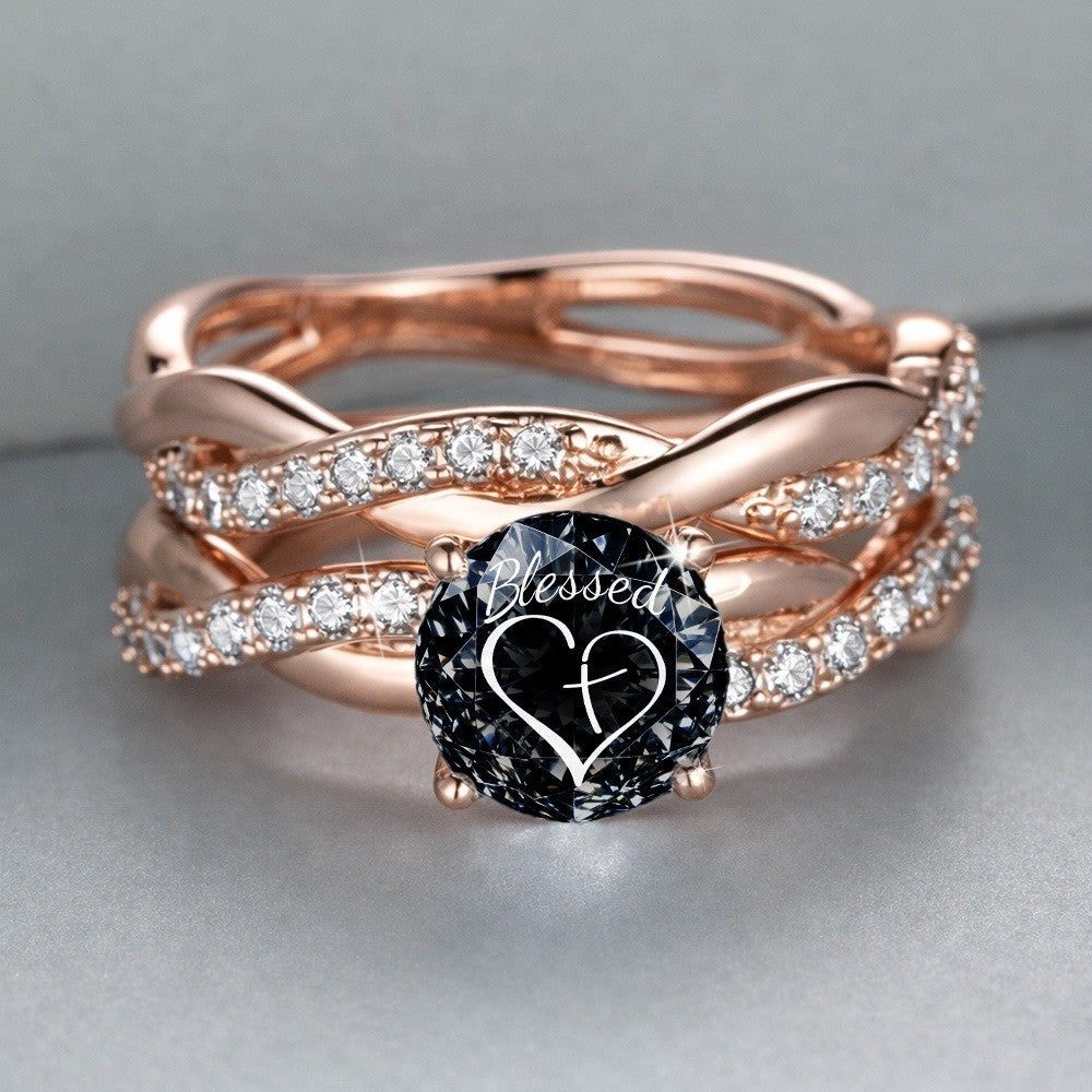 Rose Entwined Blessed Heart Ring