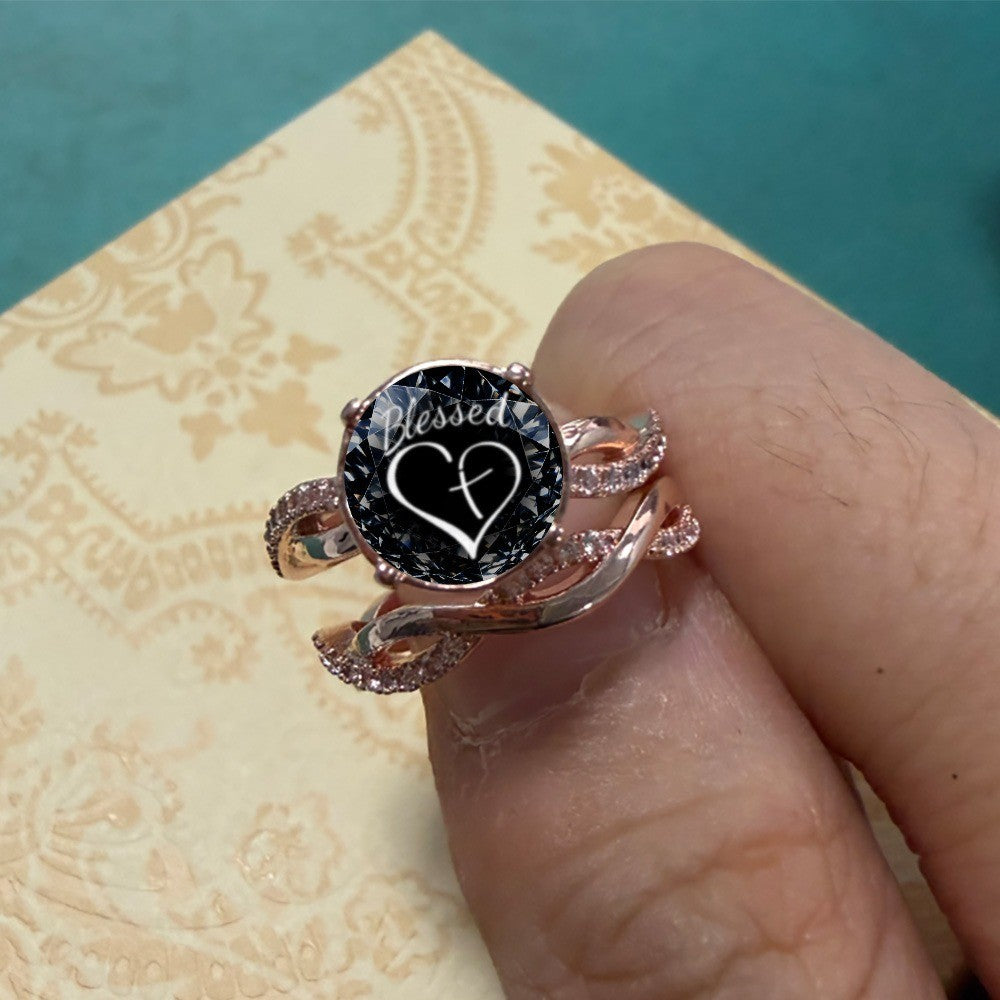 Rose Entwined Blessed Heart Ring