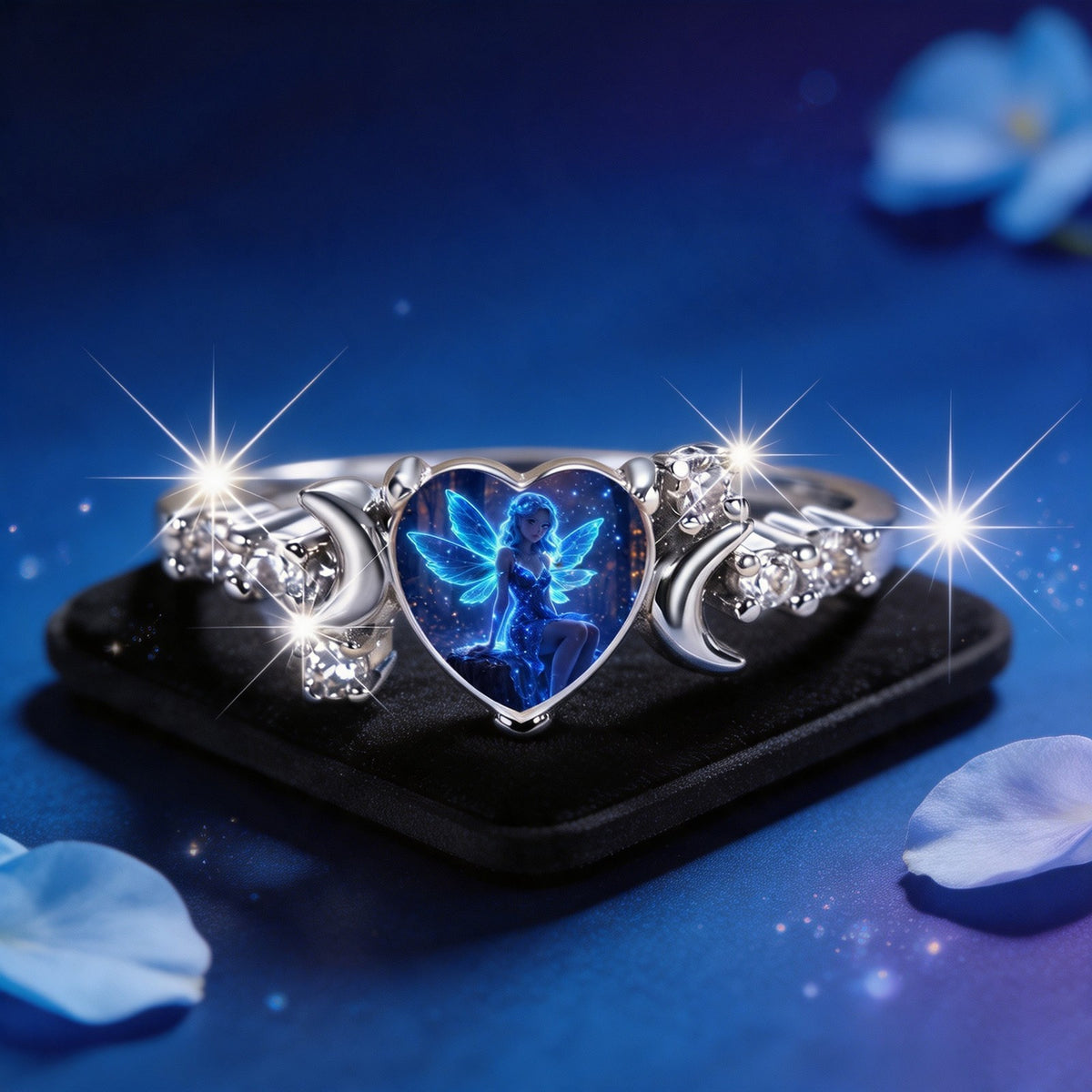 Blue Fairy Heart Ring