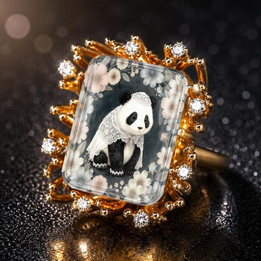 Panda Lace Square Ring